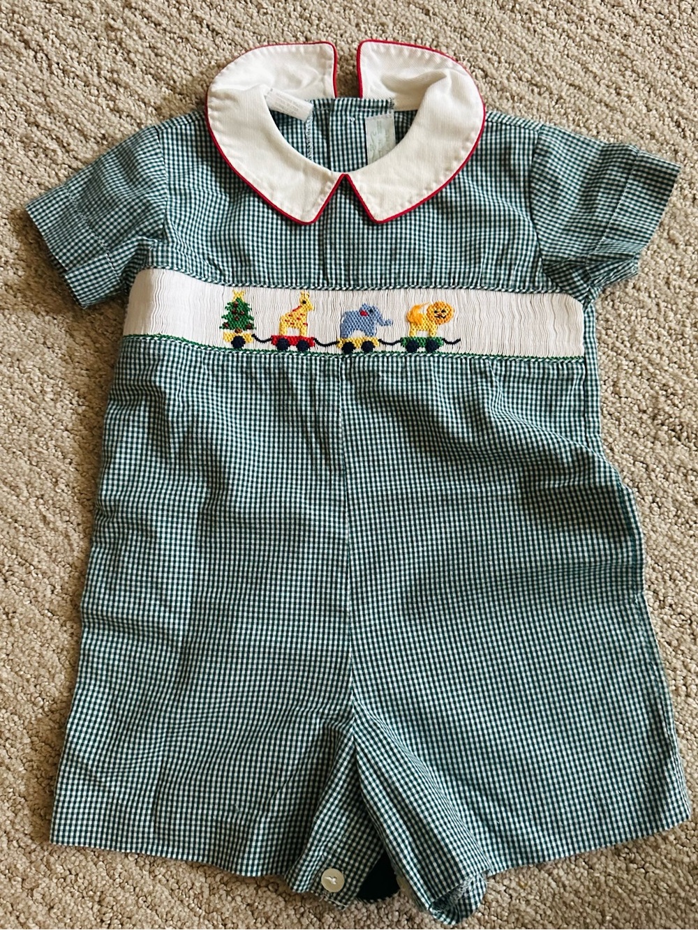 Vive La Fete Smocked Shorts/Short Sleeve Set Animals with Tree
